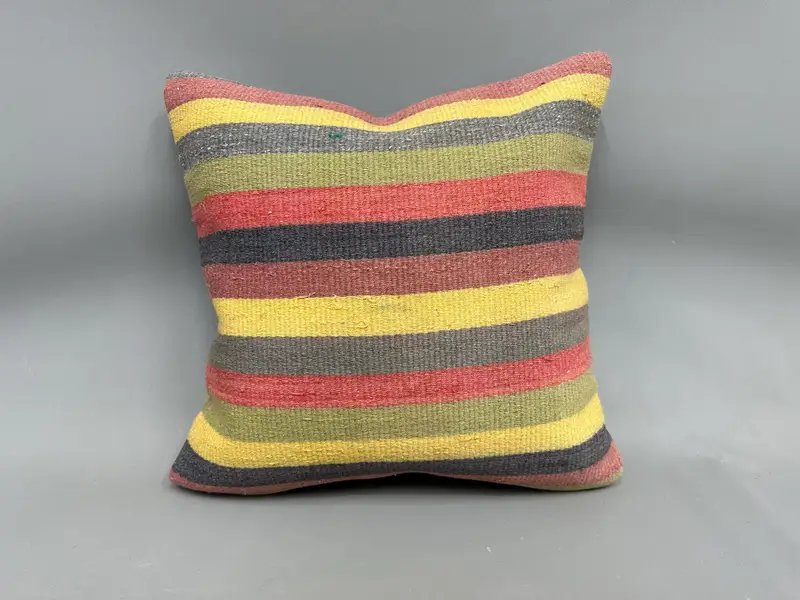 Pillow for Sofa, 20x20 Yellow Pillow Case, Pillow Case, Kilim Pillow Cover, Vintage Throw Pillow, Handmade Kilim Cushion, Lounge Throw Cushion - 4