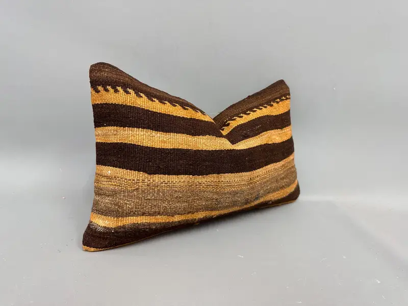 Pillow Case, Antique Pillows, 12x20 Brown Cushion Case, Natural Pillow, Custom Pillow, Turkish Kilim Pillow, Boho Pillow Sham Cover, Bed Pillow Sham - 2