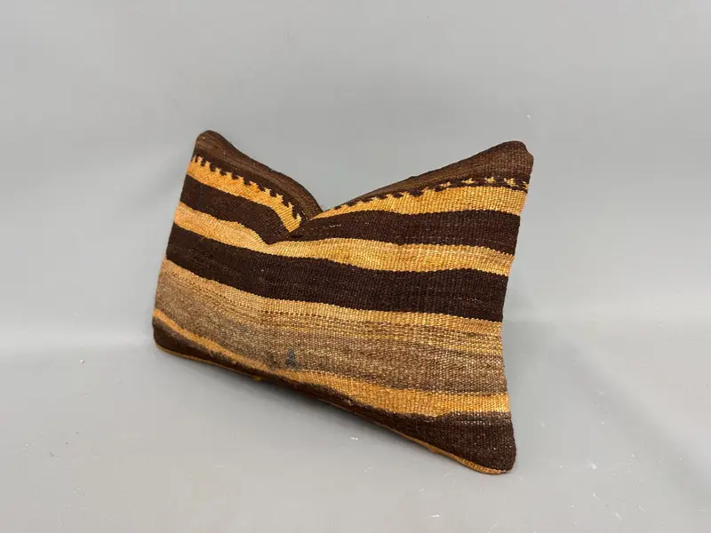 Pillow Case, Antique Pillows, 12x20 Brown Cushion Case, Natural Pillow, Custom Pillow, Turkish Kilim Pillow, Boho Pillow Sham Cover, Bed Pillow Sham - 3