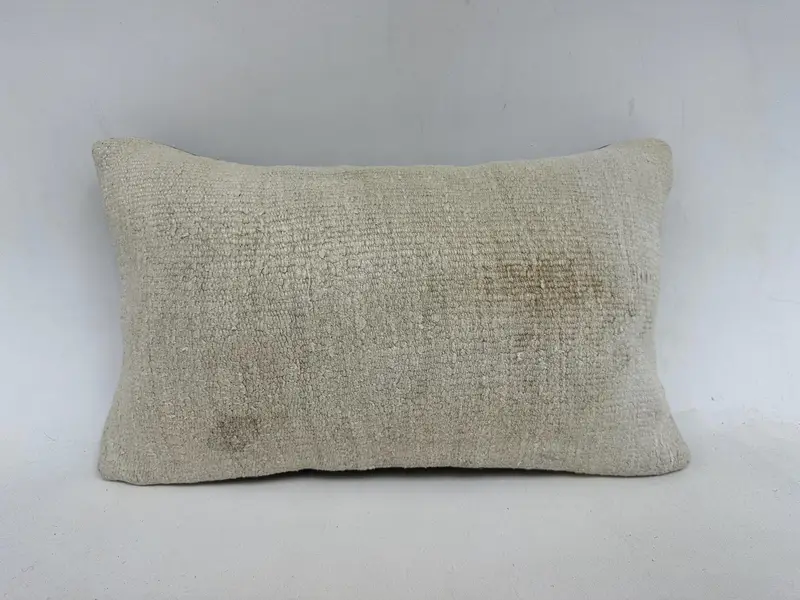 Authentic Pillow Case, Kilim Pillow, Turkish Pillow, Outdoor Patio Pillow Cover, Seat Pillow, Cushion Case, 12x20 Beige Pillow, Kilim Pillow Cover - 1