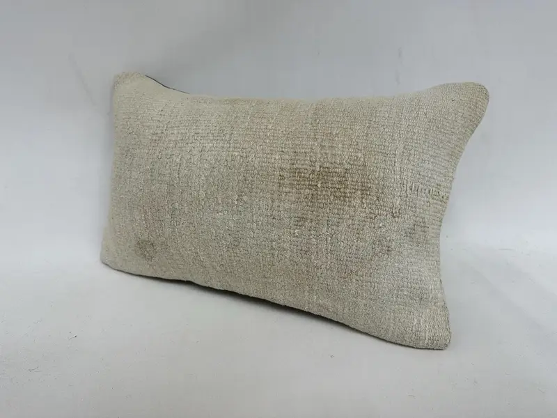 Authentic Pillow Case, Kilim Pillow, Turkish Pillow, Outdoor Patio Pillow Cover, Seat Pillow, Cushion Case, 12x20 Beige Pillow, Kilim Pillow Cover - 4