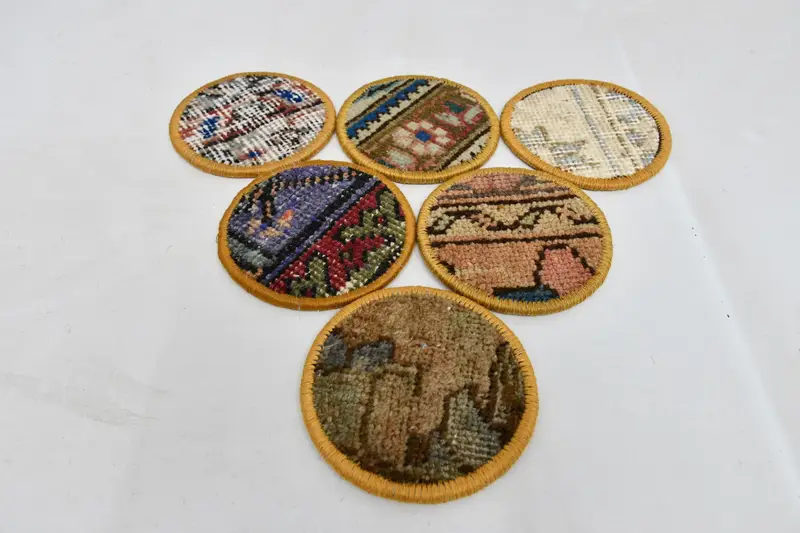 Böhmische blaue und braune runde Untersetzer, stilvolle böhmische Untersetzer