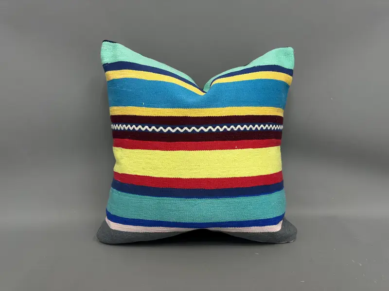 Bohemian Cushion Cushion Case, Pillow Cover, Gift Pillow, Ikat Cushion, Kilim Pillow Cover, Turkish Kilim Pillow, 20x20 Green Cushion - 1