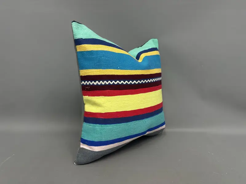 Bohemian Cushion Cushion Case, Pillow Cover, Gift Pillow, Ikat Cushion, Kilim Pillow Cover, Turkish Kilim Pillow, 20x20 Green Cushion - 2