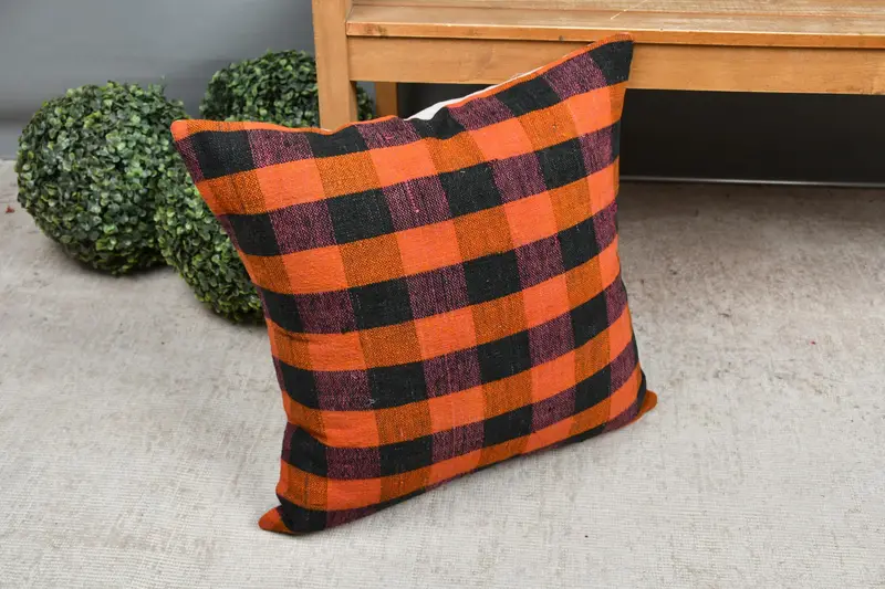 20x20 Orangenkissenabdeckung, türkisches Kissen, orientalische Kissenbedeckung, Sitzkissenbedeckung, Kilimkissenschein, Kissenabdeckung, Kissen für Sofa - 7
