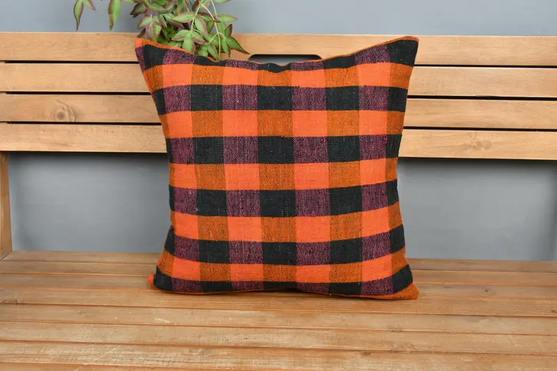 20x20 Orangenkissenabdeckung, türkisches Kissen, orientalische Kissenbedeckung, Sitzkissenbedeckung, Kilimkissenschein, Kissenabdeckung, Kissen für Sofa - 6