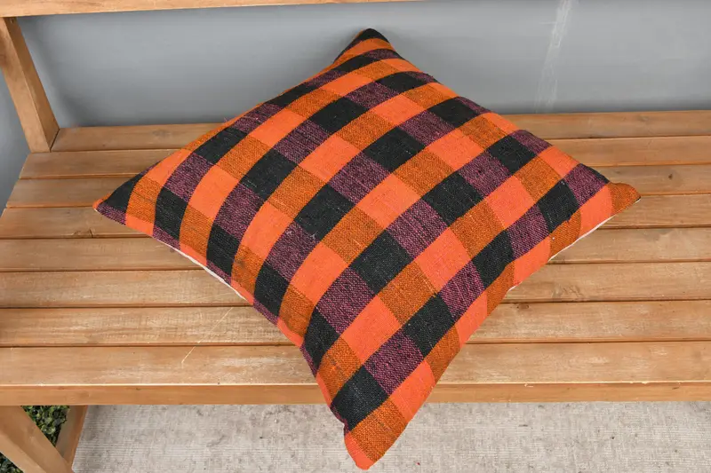 20x20 Orangenkissenabdeckung, türkisches Kissen, orientalische Kissenbedeckung, Sitzkissenbedeckung, Kilimkissenschein, Kissenabdeckung, Kissen für Sofa - 2