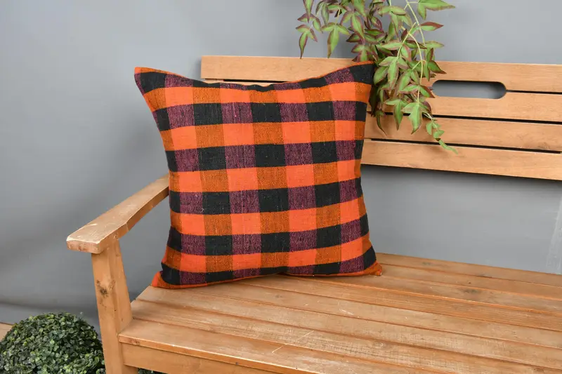 20x20 Orangenkissenabdeckung, türkisches Kissen, orientalische Kissenbedeckung, Sitzkissenbedeckung, Kilimkissenschein, Kissenabdeckung, Kissen für Sofa - 1