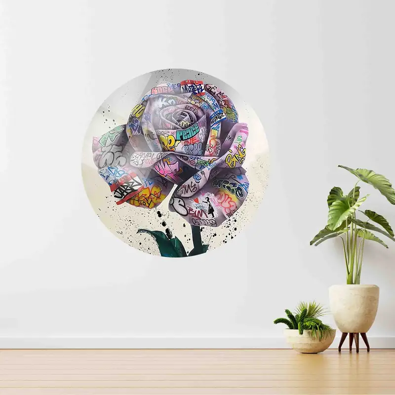 Modern Banksy Rose Graffiti Kanvas - Trendy Renkli Sanatsal Baskı