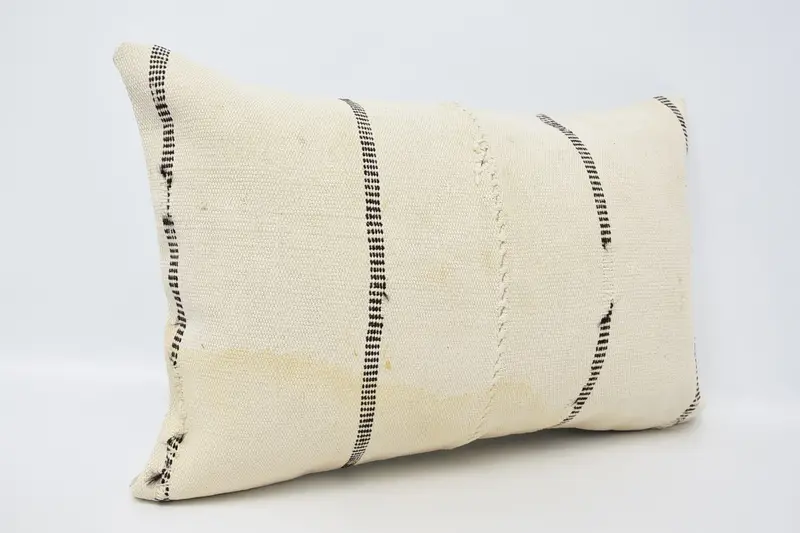 Cushion Case, Kilim Pillow Cover, Outdoor Throw Pillow Cover, Kilim Cushion Sham, Boho Throw Cushion Case, 16x24 Beige Pillow, Turkish Pillow - 3