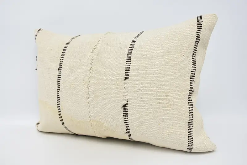Cushion Case, Kilim Pillow Cover, Outdoor Throw Pillow Cover, Kilim Cushion Sham, Boho Throw Cushion Case, 16x24 Beige Pillow, Turkish Pillow - 4