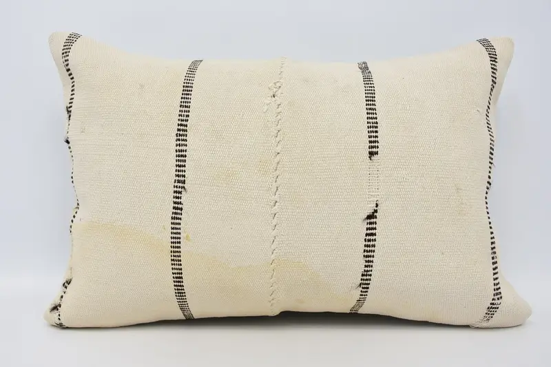 Cushion Case, Kilim Pillow Cover, Outdoor Throw Pillow Cover, Kilim Cushion Sham, Boho Throw Cushion Case, 16x24 Beige Pillow, Turkish Pillow - 1