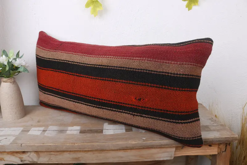 12x24 Red Cushion, Kilim Pillow Cover, Retro Pillow Cover, Vintage Kilim Throw Pillow, Pillow Sham, Vintage Pillow Cover, Handmade Kilim Cushion - 4