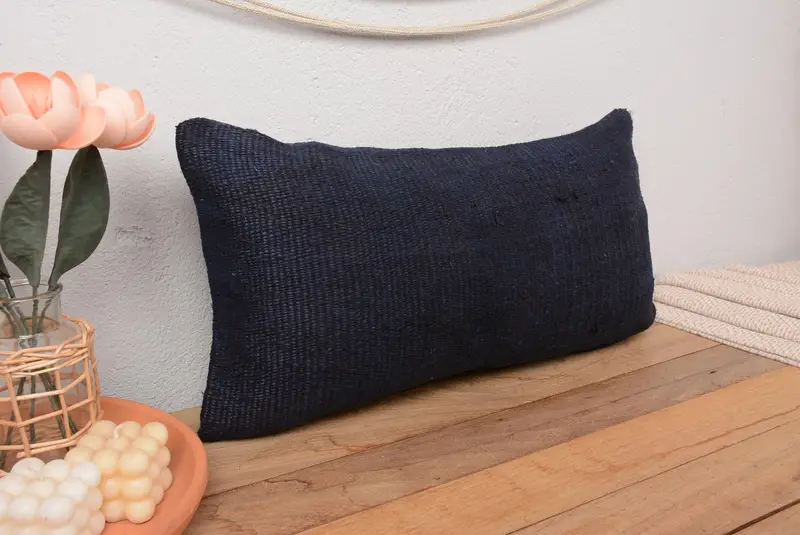 Blaues Southwestern Kissen, Vintage besticktes Kissen