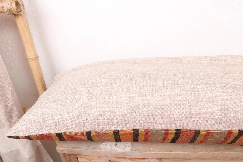 Antique Pillows, Kilim Pillow, Authentic Pillow Cover, Handmade Kilim Cushion, 12x36 Green Pillow Cover, Bench Cushion Case, Pillow - 7