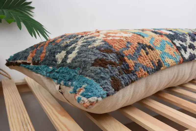 Cozy Throw Pillow Sham, Ethnical Kilim Rug Pillow, Pillow for Sofa, Indoor Pillow Case, Pillow for Couch, 16x48 Orange Cushion Cover, Pillow Cover - 6