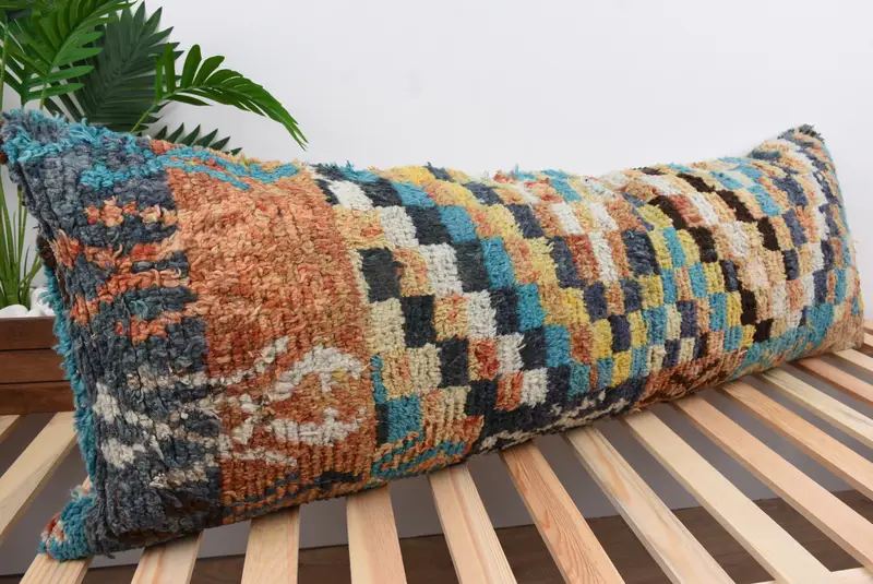 Cozy Throw Pillow Sham, Ethnical Kilim Rug Pillow, Pillow for Sofa, Indoor Pillow Case, Pillow for Couch, 16x48 Orange Cushion Cover, Pillow Cover - 4
