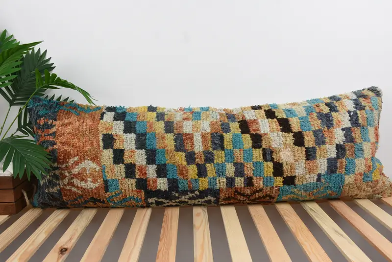 Cozy Throw Pillow Sham, Ethnical Kilim Rug Pillow, Pillow for Sofa, Indoor Pillow Case, Pillow for Couch, 16x48 Orange Cushion Cover, Pillow Cover - 1