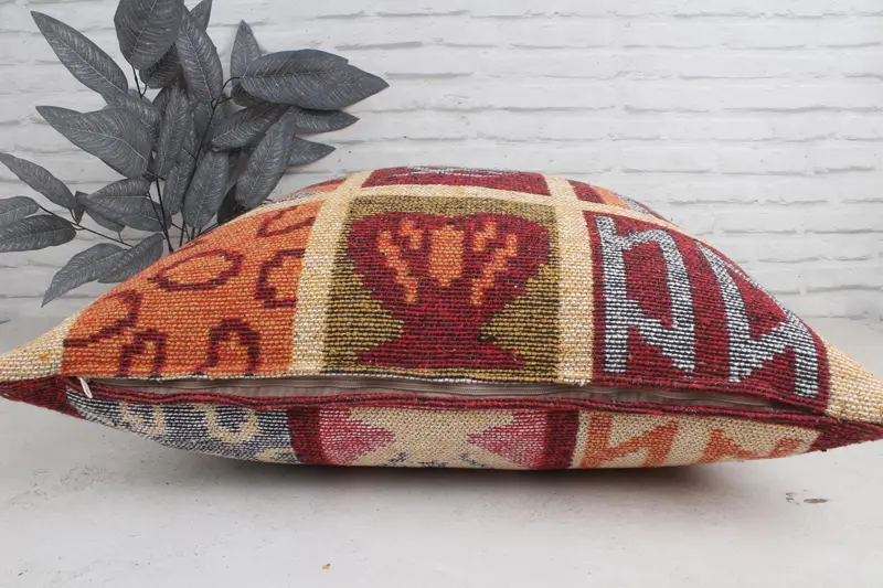 28x28 Beige Pillow Case, Office Chair Pillow Sham, Throw Kilim Pillow, Neutral Pillow Case, Boho Pillow, Cushion Cover, Kilim Pillow - 5