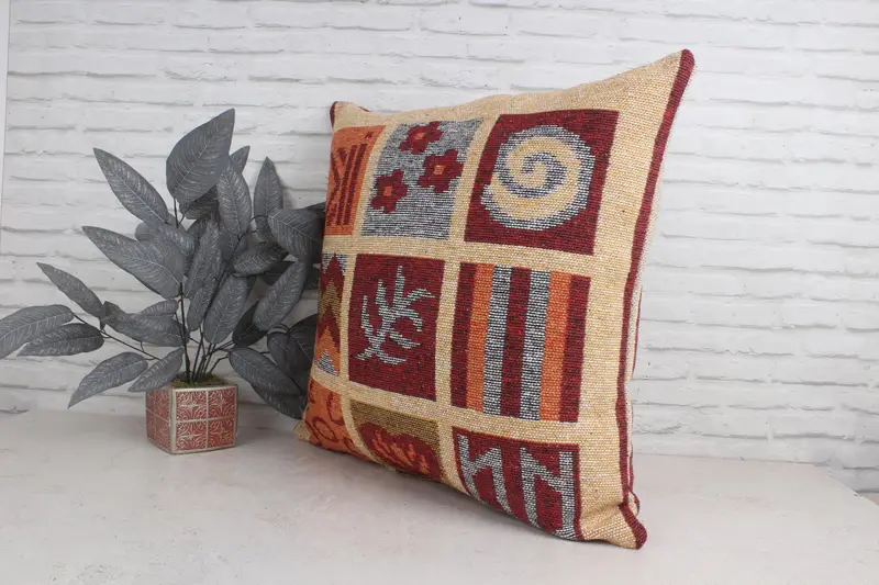 28x28 Beige Pillow Case, Office Chair Pillow Sham, Throw Kilim Pillow, Neutral Pillow Case, Boho Pillow, Cushion Cover, Kilim Pillow - 4