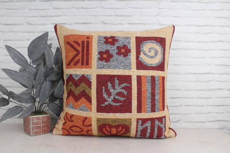 28x28 Beige Pillow Case, Office Chair Pillow Sham, Throw Kilim Pillow, Neutral Pillow Case, Boho Pillow, Cushion Cover, Kilim Pillow - 1