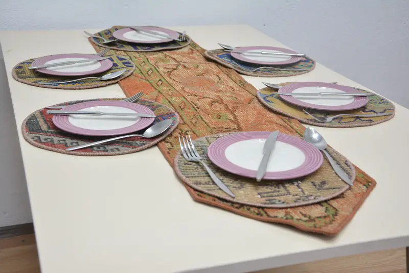 Mantel individual rectangular bohemio naranja y bronce, mantel individual estilo pin-up gótico