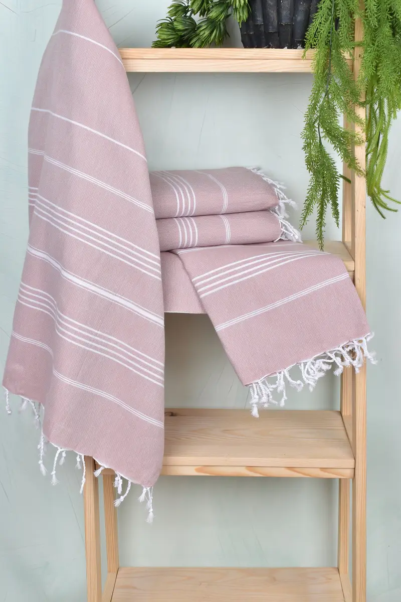 70x40 Cotton Striped Towel, Thin towel, Hammam towel, Bridal Shower Gift, Luxury Turkish beach towel for summer vacation, Boyfriend Christmas Gift - 6