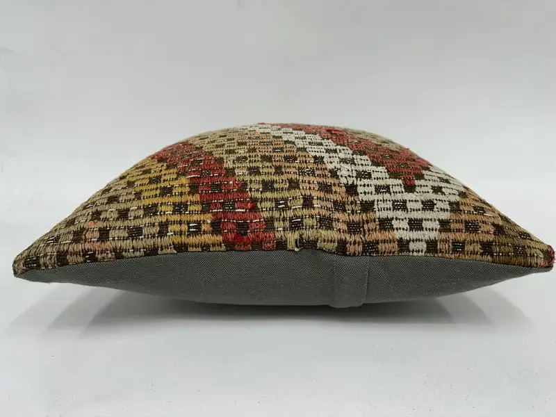 Outdoor Bolster Pillow Cover, Garden Cushion, Gift Pillow, Pillow for Couch, Cushion Case, 16x16 Red Cushion Case, Turkish Kilim Pillow - 5