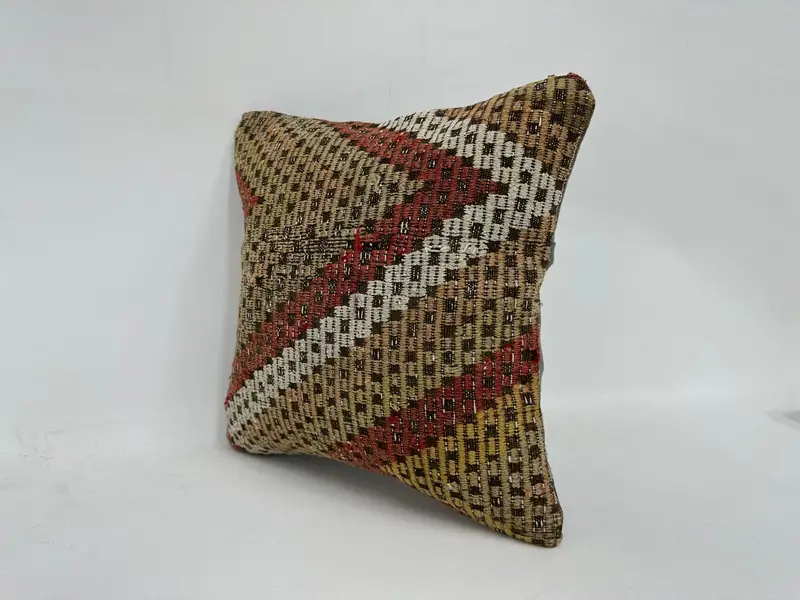 Outdoor Bolster Pillow Cover, Garden Cushion, Gift Pillow, Pillow for Couch, Cushion Case, 16x16 Red Cushion Case, Turkish Kilim Pillow - 4