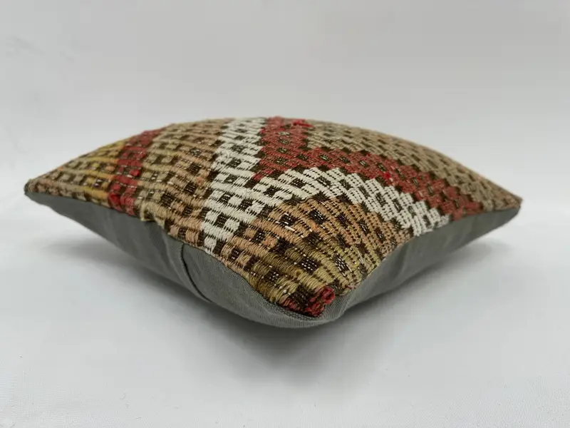Outdoor Bolster Pillow Cover, Garden Cushion, Gift Pillow, Pillow for Couch, Cushion Case, 16x16 Red Cushion Case, Turkish Kilim Pillow - 6