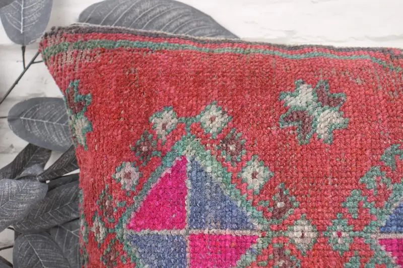 Ethnical Kilim Rug Pillow, Home Decor Pillow, 16x24 Red Cushion, Vintage Kilim Throw Pillow, Outdoor Throw Cushion Cover, Pillow - 2