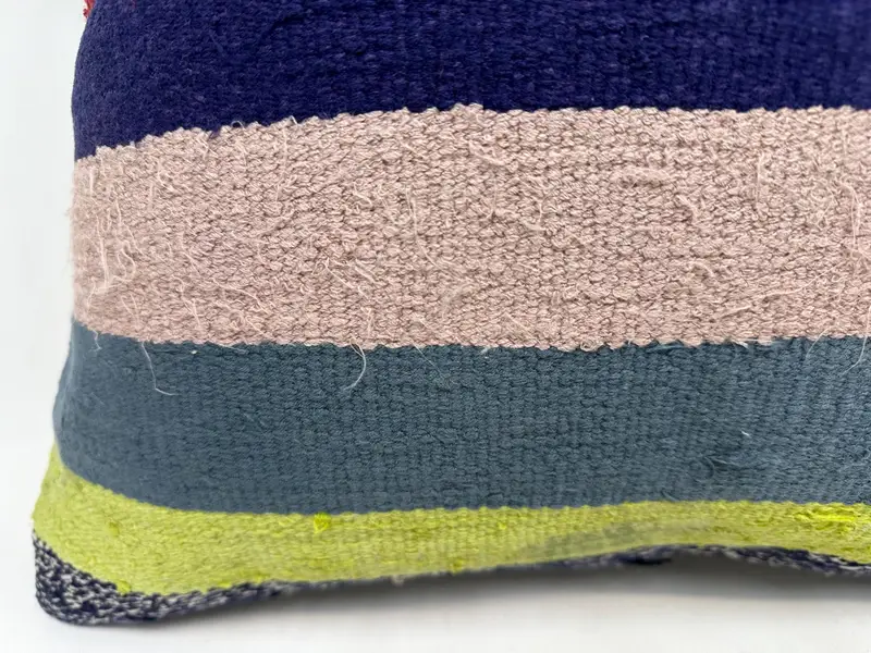 Green & Blue Striped Throw Pillow, 20x20 Inch Handmade Cushion - 2