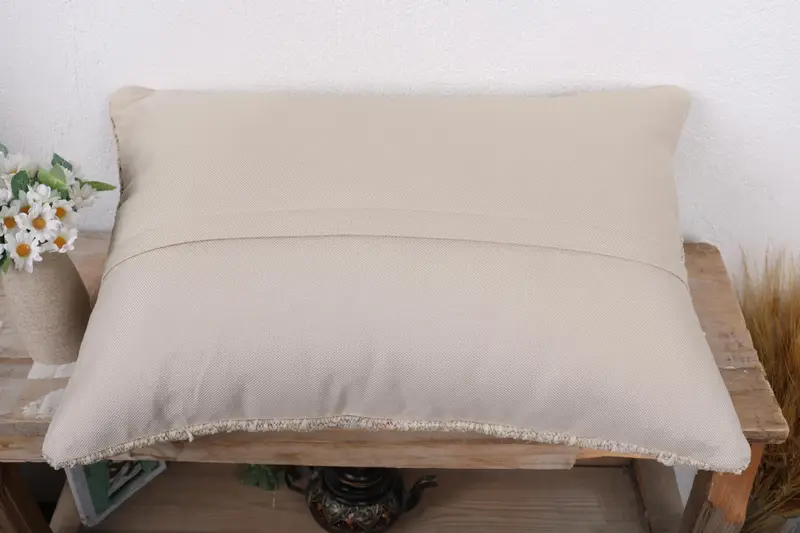 Vintage Pillow, Pillow Cover, Turkish Corner Cushion, 16x24 Beige Pillow Case, Ethnical Kilim Rug Pillow, Antique Pillows - 7