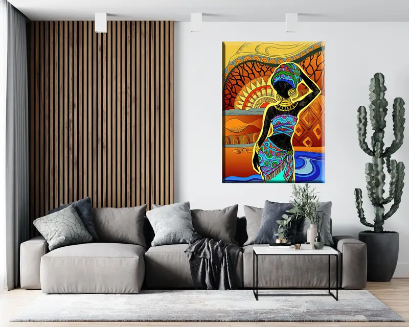 African Girl Art Decor, Ethnic Wall Art, Black Woman Canvas Decor, Wall Art Canvas, Canvas Photo Prints, Wall Hanging Decor, Home Decor Rug, - 3