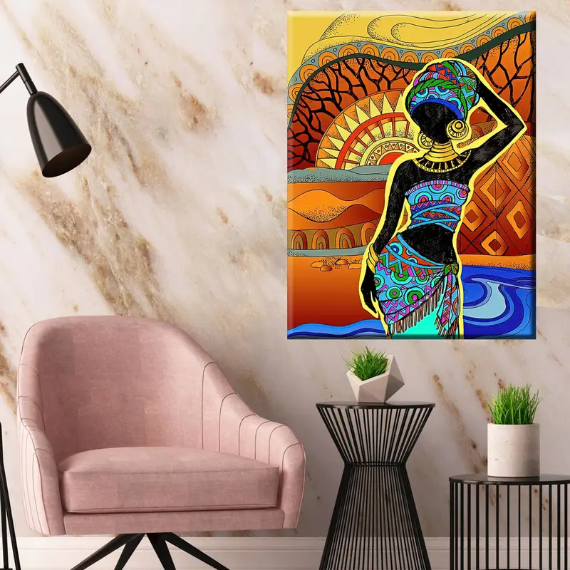African Girl Art Decor, Ethnic Wall Art, Black Woman Canvas Decor, Wall Art Canvas, Canvas Photo Prints, Wall Hanging Decor, Home Decor Rug, - 1