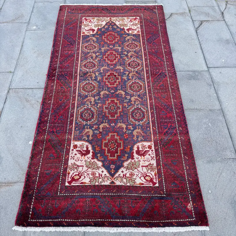 3.3x6.5 ft Rug, Turkish Vintage Accent Rug, Red Oushak Wool Rug - 1