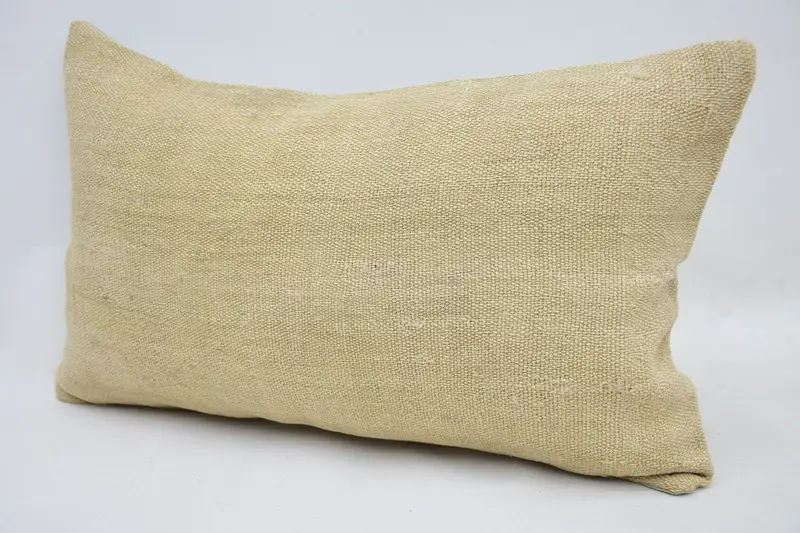 Knitted Pillow Cover, Pillow for Couch, Seat Pillow Case, 12x20 Beige Pillow Case, Kilim Pillow, Pillow Cover, Boho Pillow Sham Cover - 3