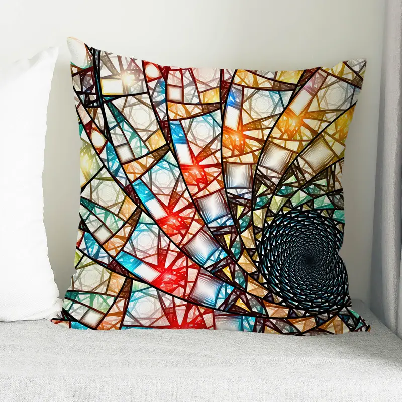 Buntes, abstrakt bedrucktes Kissen: Moderner Wohndekor-Akzent