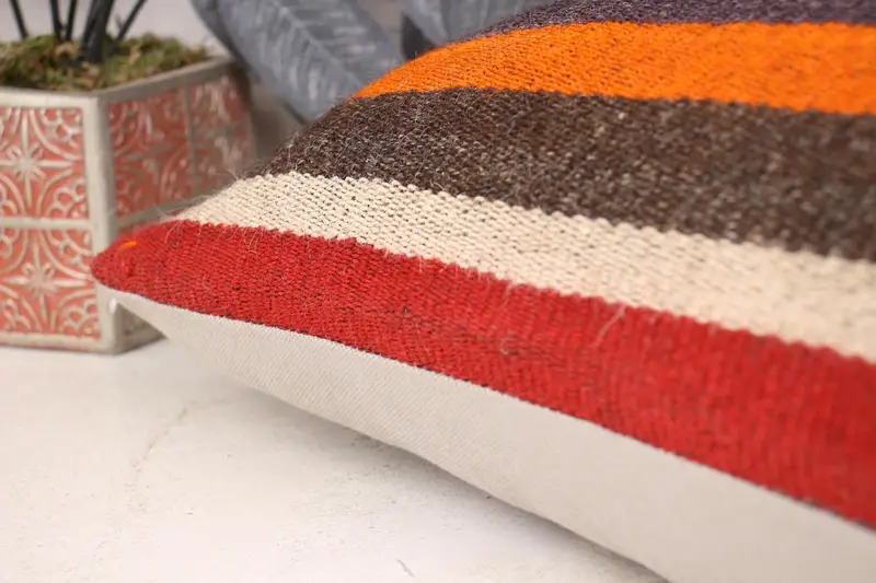 Throw Kilim Pillow, 12x24 Red Pillow, Handwoven Pillow, Cushion Case, Turkish Pillow, Vintage Pillow, Custom Cushion Case, Patio Cushion Case - 7