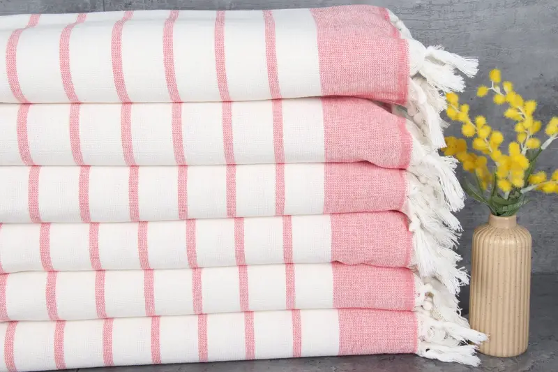 Turkish Hand Towel Red Striped, 18x36 Inches, Wedding Gift