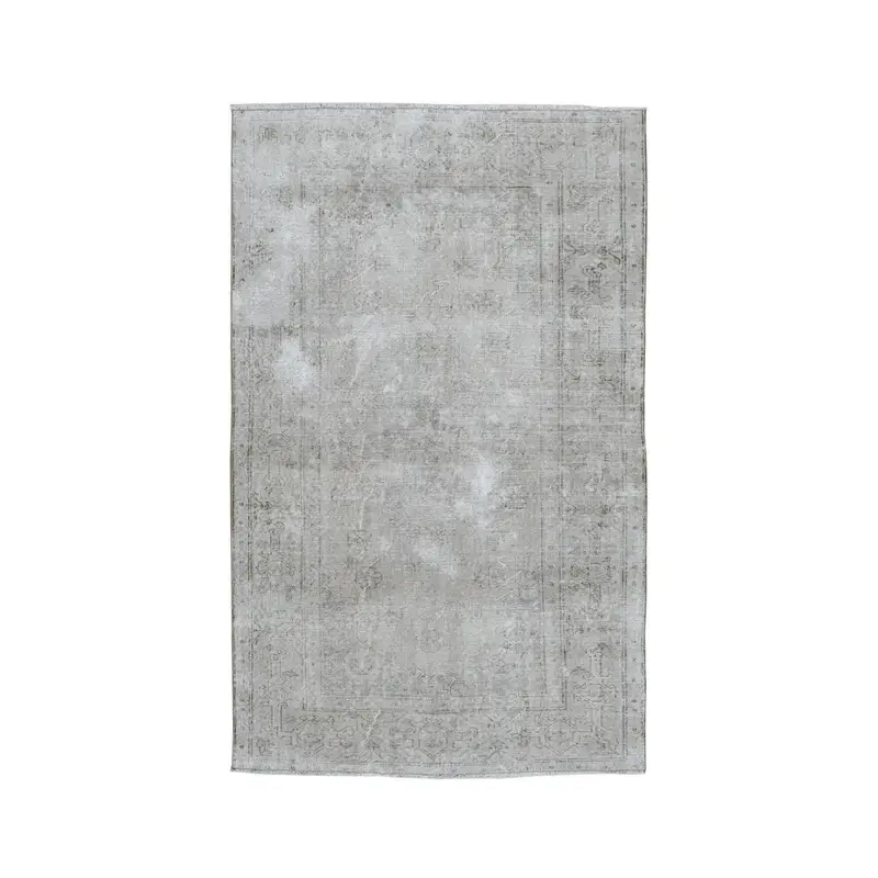Vintage 4.9x7.8 ft Rug, Oushak Turkish Rug, Gray Striped Rug Wool - 1