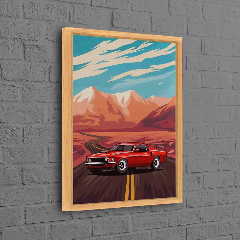 Lienzo Mustang rojo vintage: músculo americano clásico Lámina artística