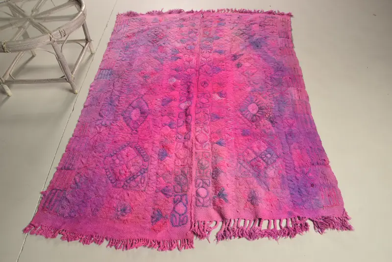 Alfombra de 4,9x6,4 pies, alfombra turca de área, alfombra oriental Kilim rosa - 1