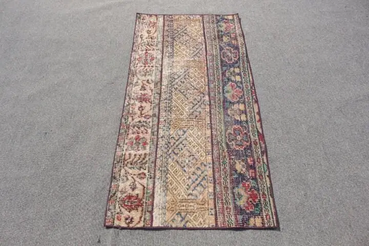 Alfombra de 2,3x4,8 pies, alfombra vintage pequeña, alfombra de camuflaje azul - 1