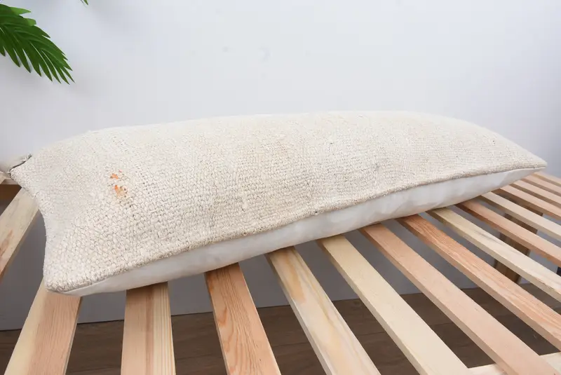Living Room Throw Cushion Cover, One Of A Kind Pillow Sham, Boho Pillow, Pillow for Couch, 12x36 White Pillow Sham, Pillow Cover, Kilim Pillow - 6