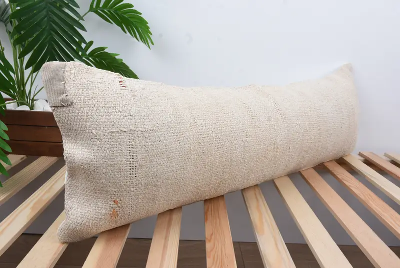 Living Room Throw Cushion Cover, One Of A Kind Pillow Sham, Boho Pillow, Pillow for Couch, 12x36 White Pillow Sham, Pillow Cover, Kilim Pillow - 4