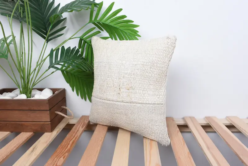Pillow for Couch, Antique Pillows, Bench Pillow Cover, Garden Pillow Sham, Kilim Pillow, 14x14 White Pillow Case, Pillow Case, Armchair Pillow Case - 4