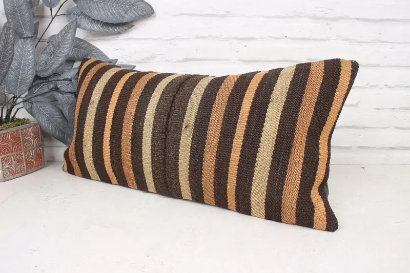 Turkish Pillow, Authentic Cushion, Pillow Sham, 12x24 Beige Pillow Cover, Vintage Kilim Pillow Cushion Cover, Vintage Kilim Pillow, Kilim Pillow - 3