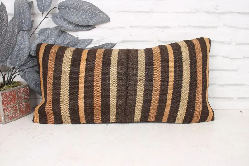 Turkish Pillow, Authentic Cushion, Pillow Sham, 12x24 Beige Pillow Cover, Vintage Kilim Pillow Cushion Cover, Vintage Kilim Pillow, Kilim Pillow - 1