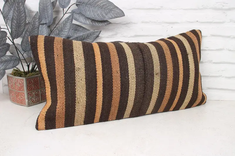 Turkish Pillow, Authentic Cushion, Pillow Sham, 12x24 Beige Pillow Cover, Vintage Kilim Pillow Cushion Cover, Vintage Kilim Pillow, Kilim Pillow - 4